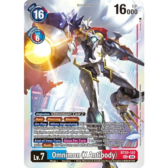 Digimon Japanese Card Over the X BT20 BT20-102 Omnimon (X Antibody) SEC Normal Rare Foil